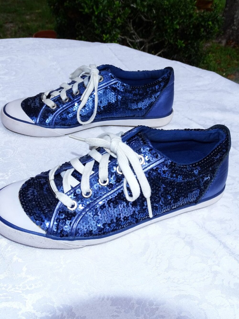 Coach Blue Sequin Tennis Shoes 9B - Picture 4 of 10